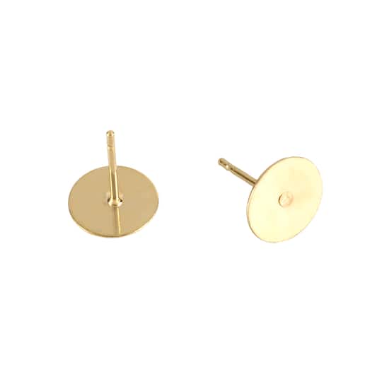 12 Pack: Gold Flat Earring Posts by Bead Landing™
